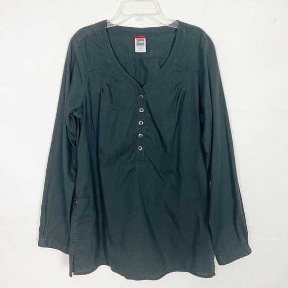 The North Face 1/2 Button Long Sleeve Black Top Size Large - Picture 1 of 13